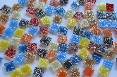 Glasmosaiksteine 1,5x1,5 cm Bunt mit Struktur 100 St.- ca. 145g