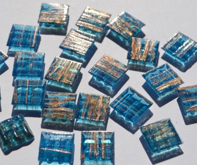 Glas Mosaiksteine Flimmer karibikblau, 1,5x1,5cm 100 St.- ca.145