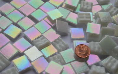 Glasmosaiksteine schimmernd weiß 1,5x1,5cm 100 St.- ca. 145g