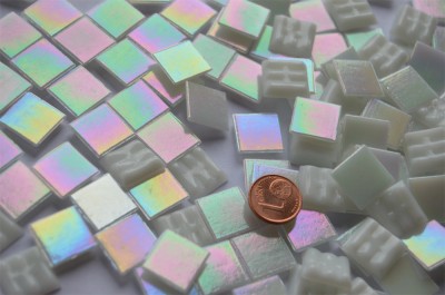 Glasmosaiksteine schimmernd weiß 1,5x1,5cm 100 St.- ca. 145g