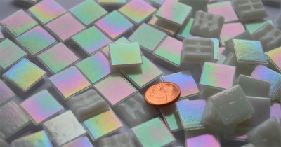 Glasmosaiksteine schimmernd weiß 1,5x1,5cm 100 St.- ca. 145g