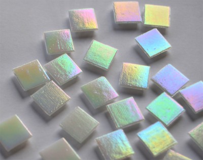 Glasmosaiksteine schimmernd weiß 1,5x1,5cm 100 St.- ca. 145g