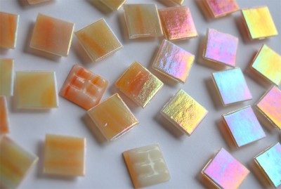 Glasmosaik schimmernd hellorange marmoriert 1,5cm 100St.- ca145g