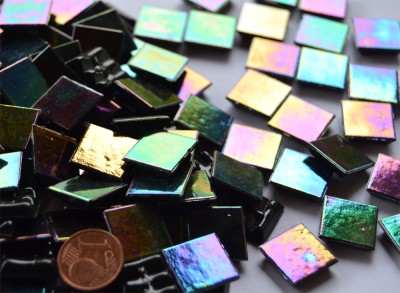 Glasmosaiksteine schimmernd schwarz 1,5x1,5cm 100 St.- ca. 145g