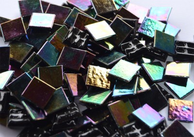 Glasmosaiksteine schimmernd schwarz 1,5x1,5cm 100 St.- ca. 145g