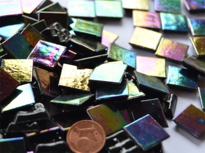 Glasmosaiksteine schimmernd schwarz 1,5x1,5cm 100 St.- ca. 145g