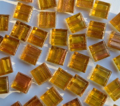 Mini Mosaik mit Flimmer gelbgold 1x1 cm 300 St.- ca.204g