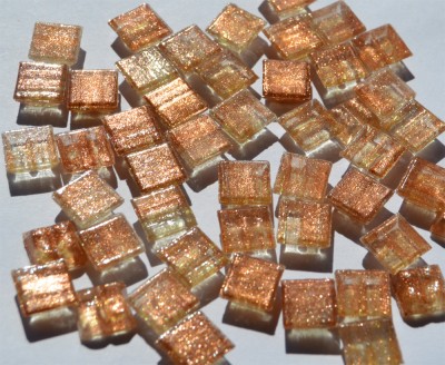 Mini Mosaik mit Flimmer altgold 1x1 cm 300 St.- ca.204g