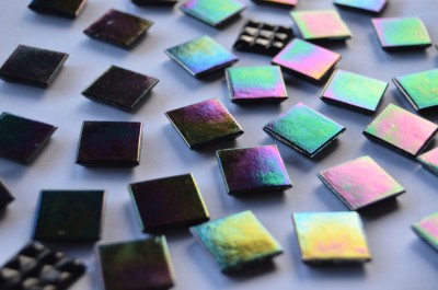 Glas Mosaiksteine schimmernd 2x2 cm schwarz 50 St.- ca. 145g