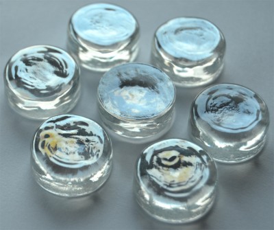 Deko Mosaiksteine irisierend rund 2cm weiß transp. 7 St.-ca. 37g