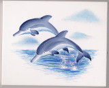 Handbemaltes Wandfliese 20x25cm &quote;Delphin1&quote;