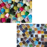 Mini Mosaiksteine 1x1cm Bunt Mix-Glitzer-Flimmer 150 St. ca.110g Mini Mosaiksteine 1x1cm Bunt Mix-Glitzer-Flimmer 150 St. ca.110g