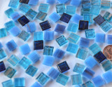 Mini Mosaik mit Flimmer Blaumix 1x1 cm 300 St.- ca.204g Mini Mosaik mit Flimmer Blaumix 1x1 cm 300 St.- ca.204g