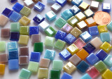 Mini Mosaiksteine 8x8mm schimmernd bunt 35 Farben 100 St. ca.50g