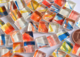 Mosaiksteine (Soft-Glas) mit Muster N780, 1x1cm 110 St.- ca.90g Mosaiksteine (Soft-Glas) mit Muster N780, 1x1cm 110 St.- ca.90g