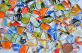 Glasmosaiksteine softglas unregel. mit Muster bunt, 100g ca.60St Glasmosaiksteine softglas unregel. mit Muster bunt, 100g ca.60St