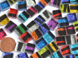 Mosaiksteine Softglas Glitzer Zebra bunt 1x1cm 100 St.- ca. 85g