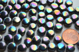 Mini Mosaiksteine schwarz irisierend rund 8mm, 40g - ca. 90-100 Mini Mosaiksteine schwarz irisierend rund 8mm, 40g - ca. 90-100