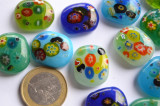 Schmuck Mosaiksteine Millefiori bunt 17-21mm, 4 St.- ca. 18g