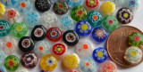Schmuck Mosaiksteine Millefiori rund bunt 6mm, 10 St.-ca. 2g