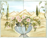 bemalte Wandfliesen 40x50 cm "Blumenvase-2"