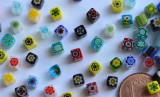 Mini Millefiori Schmuckmosaik bunt 4x4mm ohne Loch 4g ca. 30 St. Mini Millefiori Schmuckmosaik bunt 4x4mm ohne Loch 4g ca. 30 St.