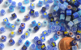 Mini Millefiori Schmuckmosaik 4x4mm Blaumix 4g ca. 30 St. Mini Millefiori Schmuckmosaik 4x4mm Blaumix 4g ca. 30 St.