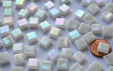 Mini Mosaiksteine weiß mit Regenbogenschimmer 8x8mm 50g ca.100St