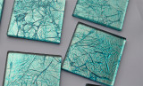 Glas Mosaiksteine Softglas 5x5cm Blattstruktur blau 1 St. ca24g Glas Mosaiksteine Softglas 5x5cm Blattstruktur blau 1 St. ca24g