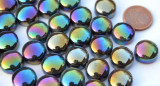 Mosaiksteine irisierend rund 12mm schwarz Stärke 6mm 50g, ca32St
