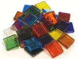 Eis Glas Mosaiksteine 15x15mm transparent bunt 200g, ca. 100 St.