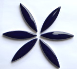 Mosaiksteine Blattform 6cm lang Keramik dunkelblau 6 St.- ca.45g Mosaiksteine Blattform 6cm lang Keramik dunkelblau 6 St.- ca.45g