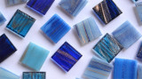 Mosaiksteine mit Flimmer (Goldline) Blaumix 2x2cm 50 St.-ca.145g