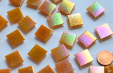 Glas Mosaiksteine schimmernd orange 1,5cm 100 St.- ca. 145g Glas Mosaiksteine schimmernd orange 1,5cm 100 St.- ca. 145g