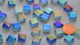Soft Glas Mosaiksteine Blaumix irisierend 1x1cm 100g, ca. 115 St Soft Glas Mosaiksteine Blaumix irisierend 1x1cm 100g, ca. 115 St