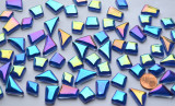 Glas Mosaiksteine unregelm. irisierend dunkelblau 100g, ca.50St. Glas Mosaiksteine unregelm. irisierend dunkelblau 100g, ca.50St.
