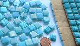 Mosaiksteine türkisblau Regenbogenschimmer 1x1cm, 64 St-ca.40g Mosaiksteine türkisblau Regenbogenschimmer 1x1cm, 64 St-ca.40g
