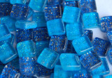 Mini Mosaiksteine Glitzer Blaumix 1x1cm 100 St.- ca. 85g Mini Mosaiksteine Glitzer Blaumix 1x1cm 100 St.- ca. 85g