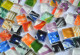 Mosaiksteine (Soft-Glas) mit Muster bunt 1x1cm 100 g. , ca. 110 St.
