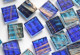 Glas Mosaiksteine Flimmer Blaumix, 1,5x1,5cm 100 St.- ca. 145g