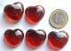 Glasnuggets Herzen rot ca. 2 bis 2,5cm groß, 4 Stück ca. 35g.