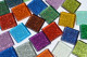 Glas-Mosaiksteine Buntmix mit Glitzer 2x2cm 80 St.- ca. 280g