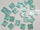 Soft Glas- Mosaiksteine metallisch, grün, 2x2cm 22 St.- ca. 90g.