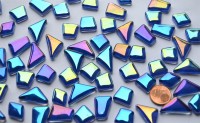 Glas Mosaiksteine unregelm. irisierend dunkelblau 100g, ca.50St.
