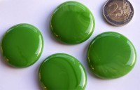 Dekosteine XL 32-37mm grün opak nicht transparent 4 Stück ca. 70g.