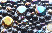 Glasnuggets schwarz Mix opak in 3 Größen 10-44 mm, 230g, ca. 75 St.