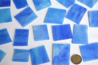 Tiffany Glas blau marmoriert 200g. Glasstücke ca. 15-17St.