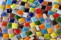 Mini Mosaiksteine 1x1cm keramik bunt glänzend 200g ca.200 St.